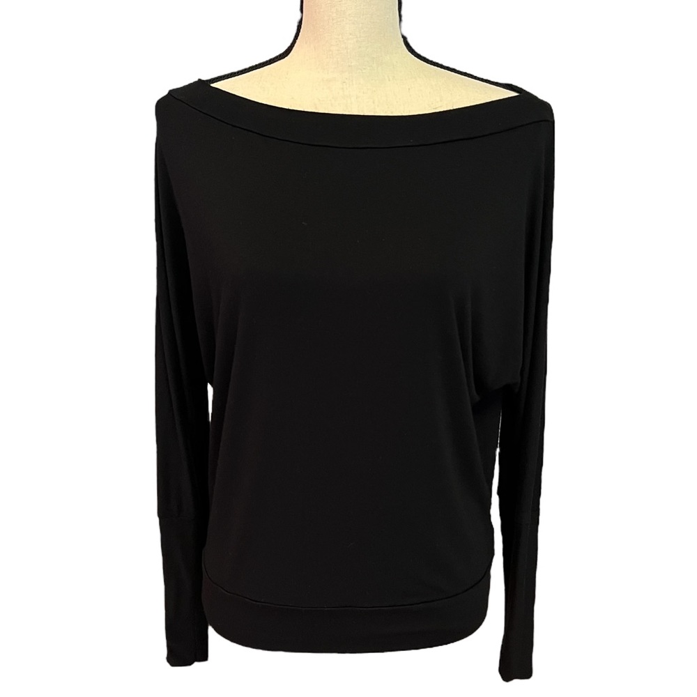 Veronica M Boatneck Black Long Sleeve Top